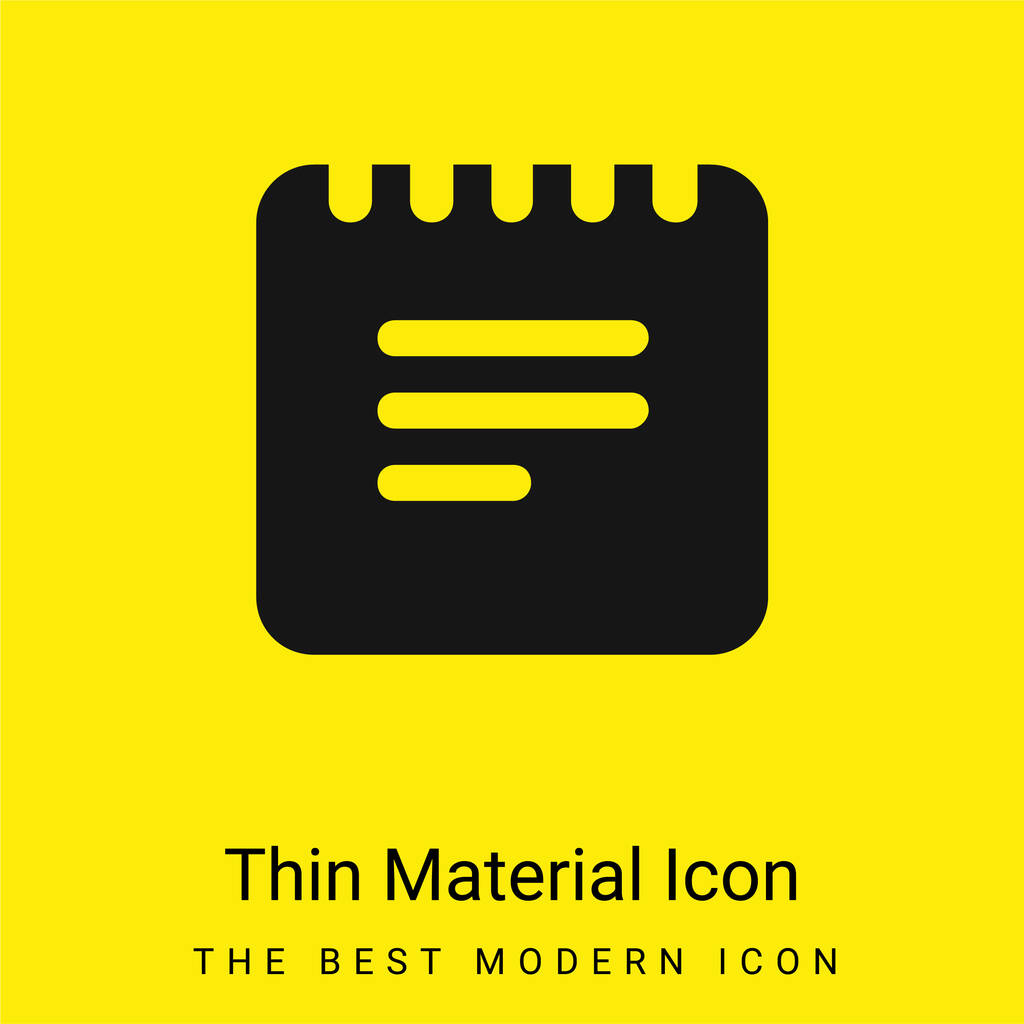 Symbole carré d'interface de notes noires avec l'icône matérielle jaune vif minimale de ressort - Vecteur, image