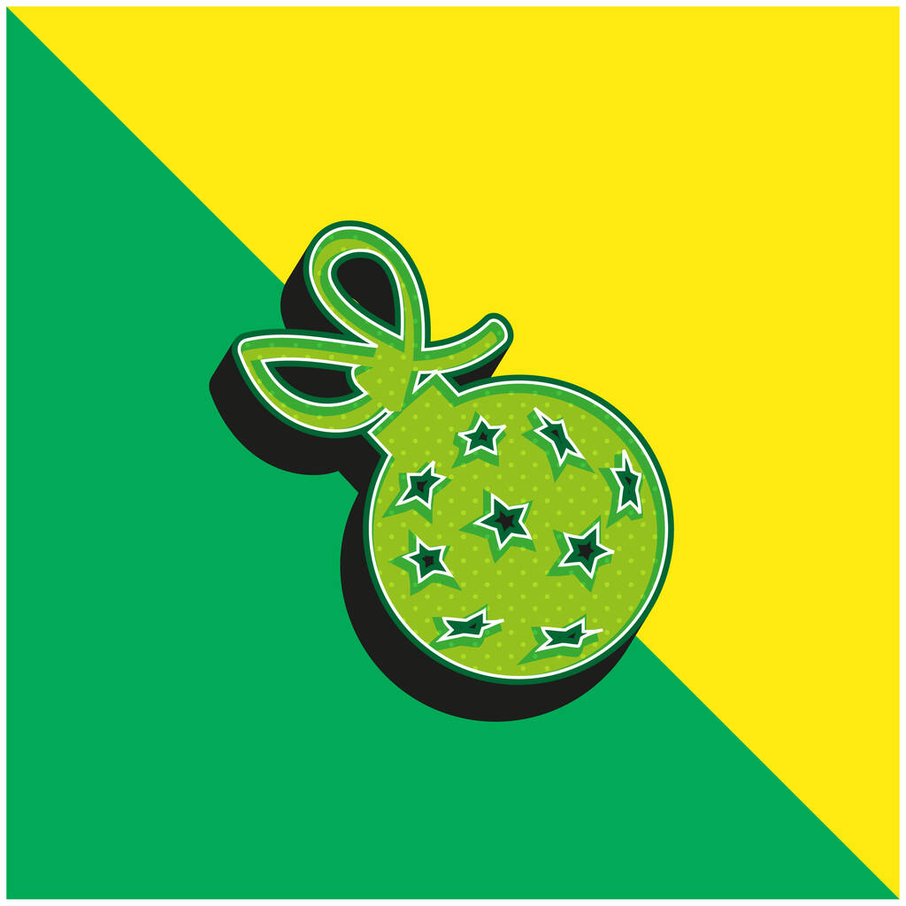 Ball mit Sternen und Band Grünes und gelbes modernes 3D-Vektor-Symbol-Logo - Vektor, Bild