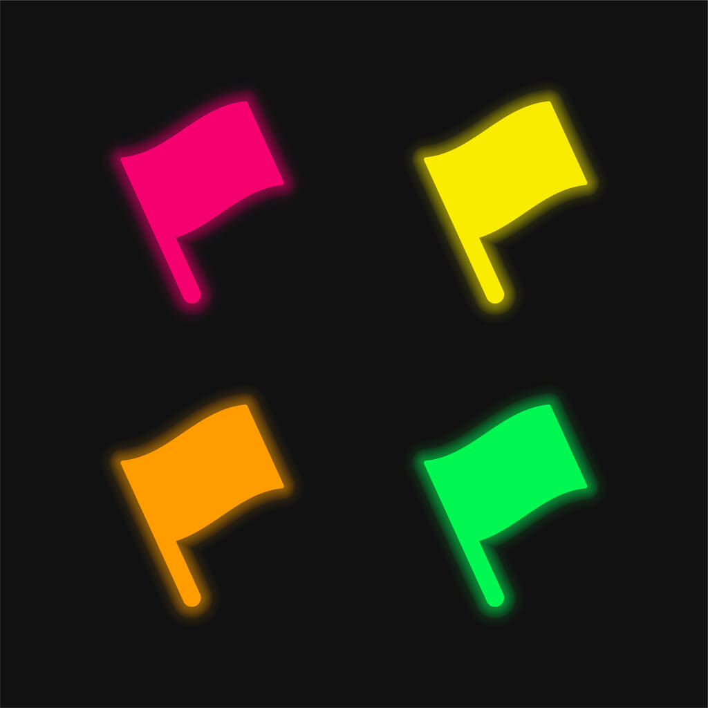Bandiera nera a quattro colori fluorescente icona vettoriale al neon - Vettoriali, immagini