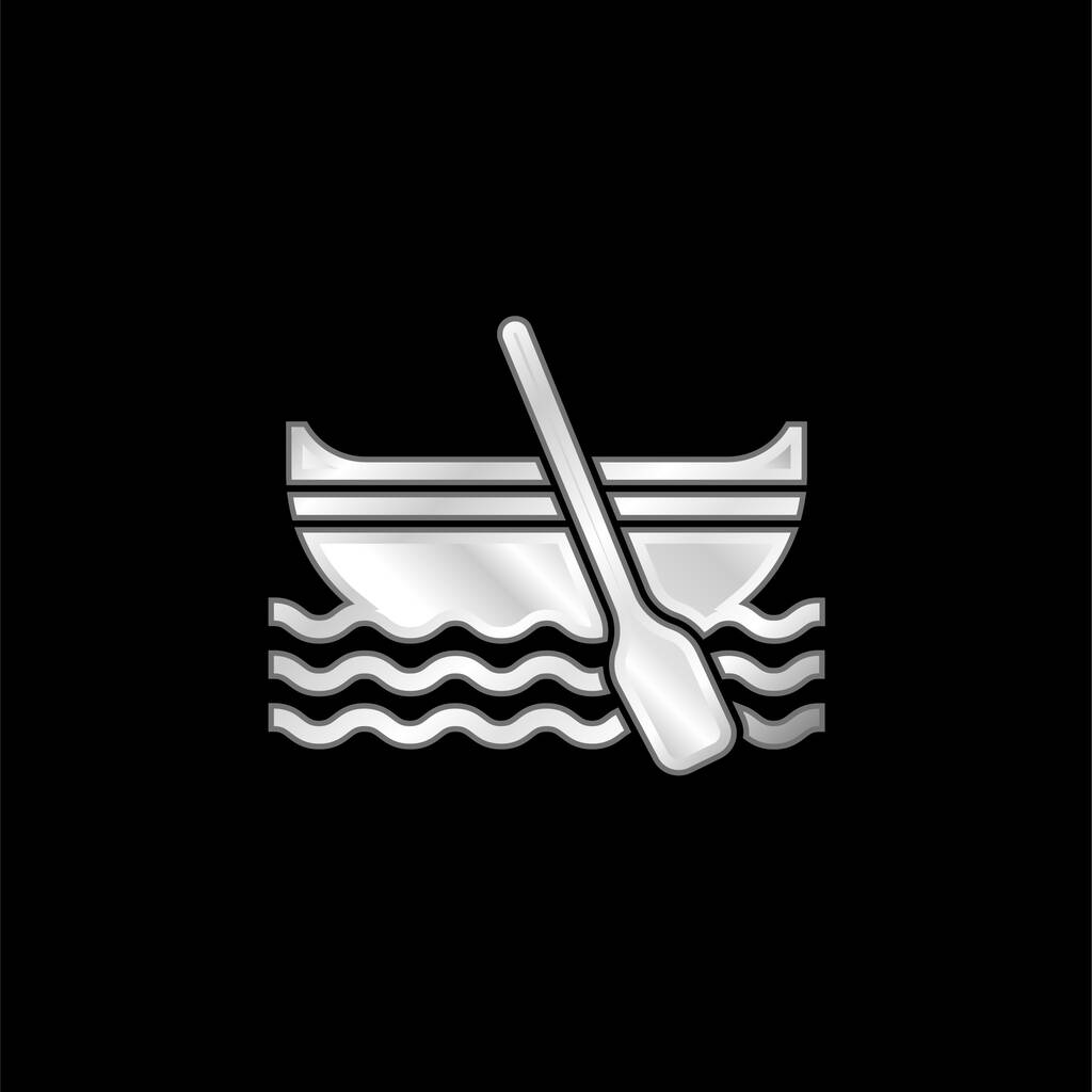 Човен срібний металевий значок
 - Вектор, зображення