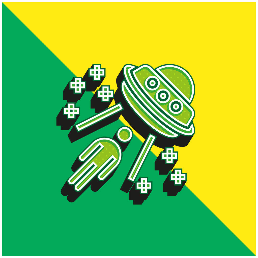 Uzaylı Yeşil ve Sarı Modern 3D vektör simgesi logosu - Vektör, Görsel
