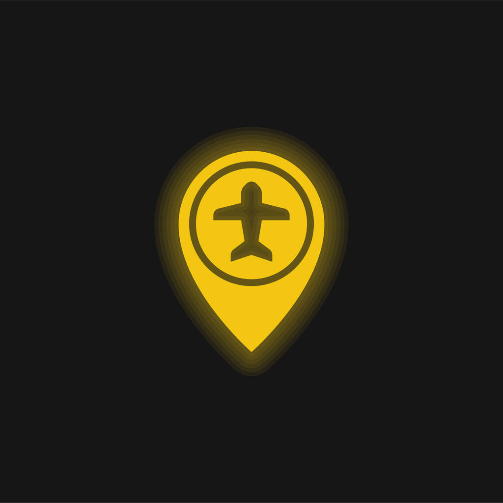 Icône néon jaune brillant aéroport - Vecteur, image