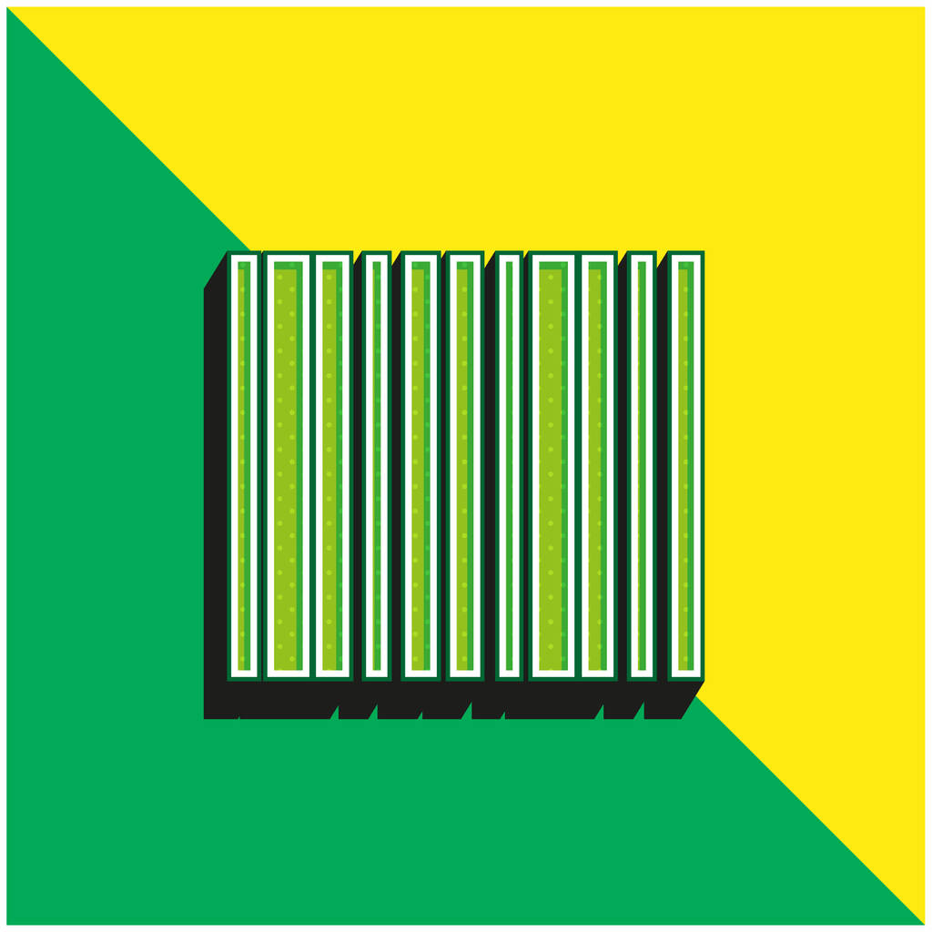 Vonalkód Zöld és sárga modern 3D vektor ikon logó - Vektor, kép