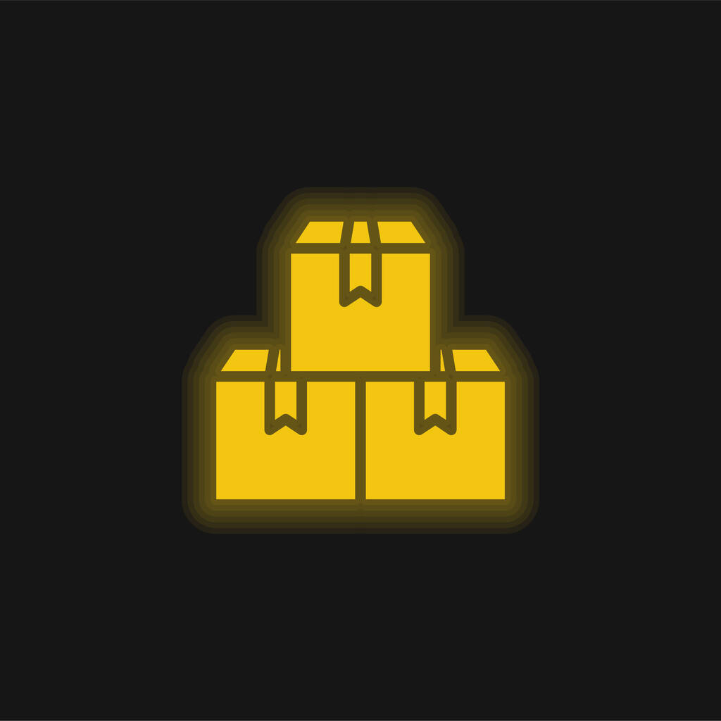 Schachteln gelb leuchtendes Neon-Symbol - Vektor, Bild