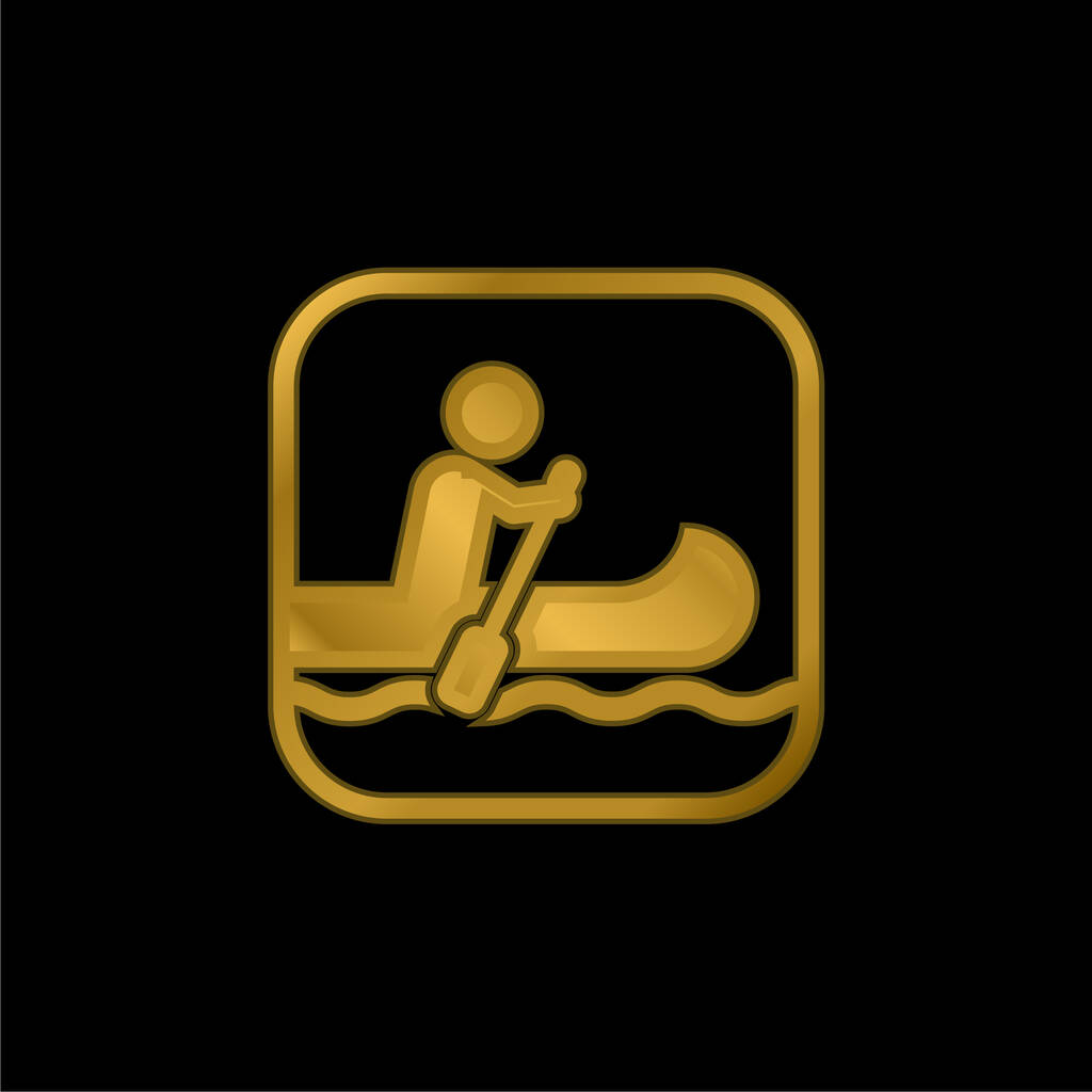 Значок човна Золота металева іконка або вектор логотипу
 - Вектор, зображення