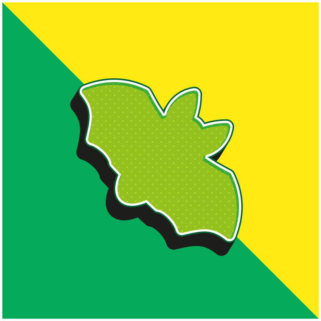 Летучая мышь Зеленый и желтый современный трехмерный векторный логотип - Вектор,изображение