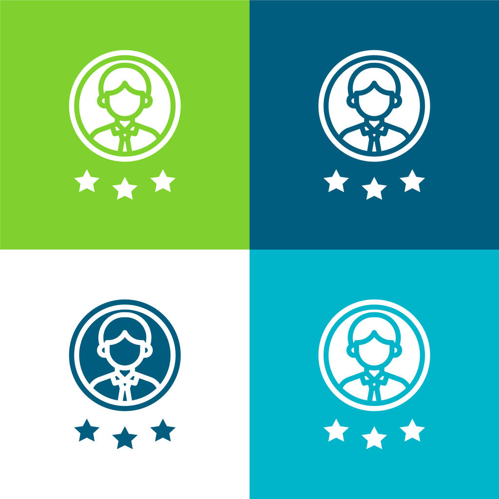 Best Employee Flat czterech kolorów minimalny zestaw ikon - Wektor, obraz