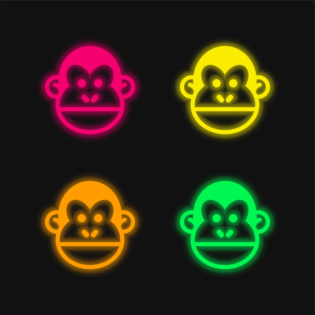 Zwierząt cztery kolory świecące neon wektor ikona - Wektor, obraz