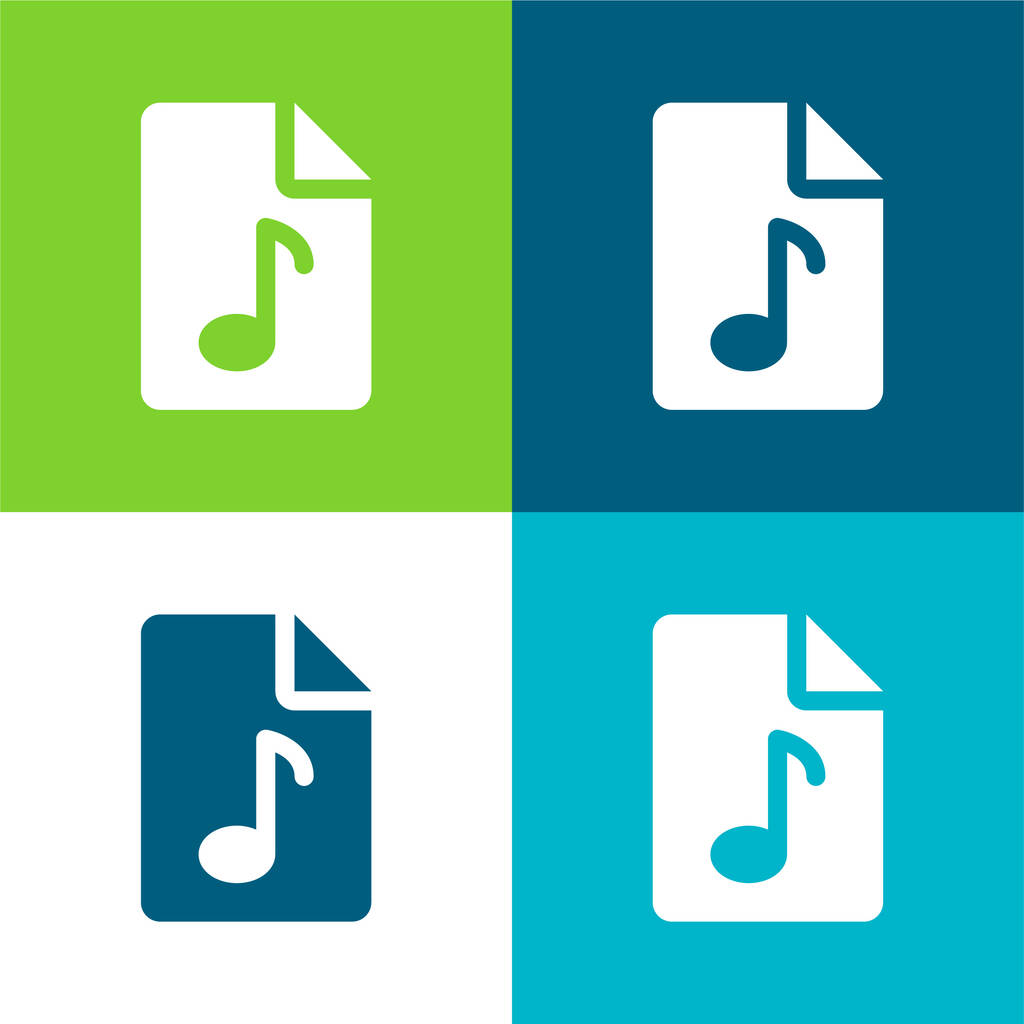 Audio File Flat négy szín minimális ikon készlet - Vektor, kép