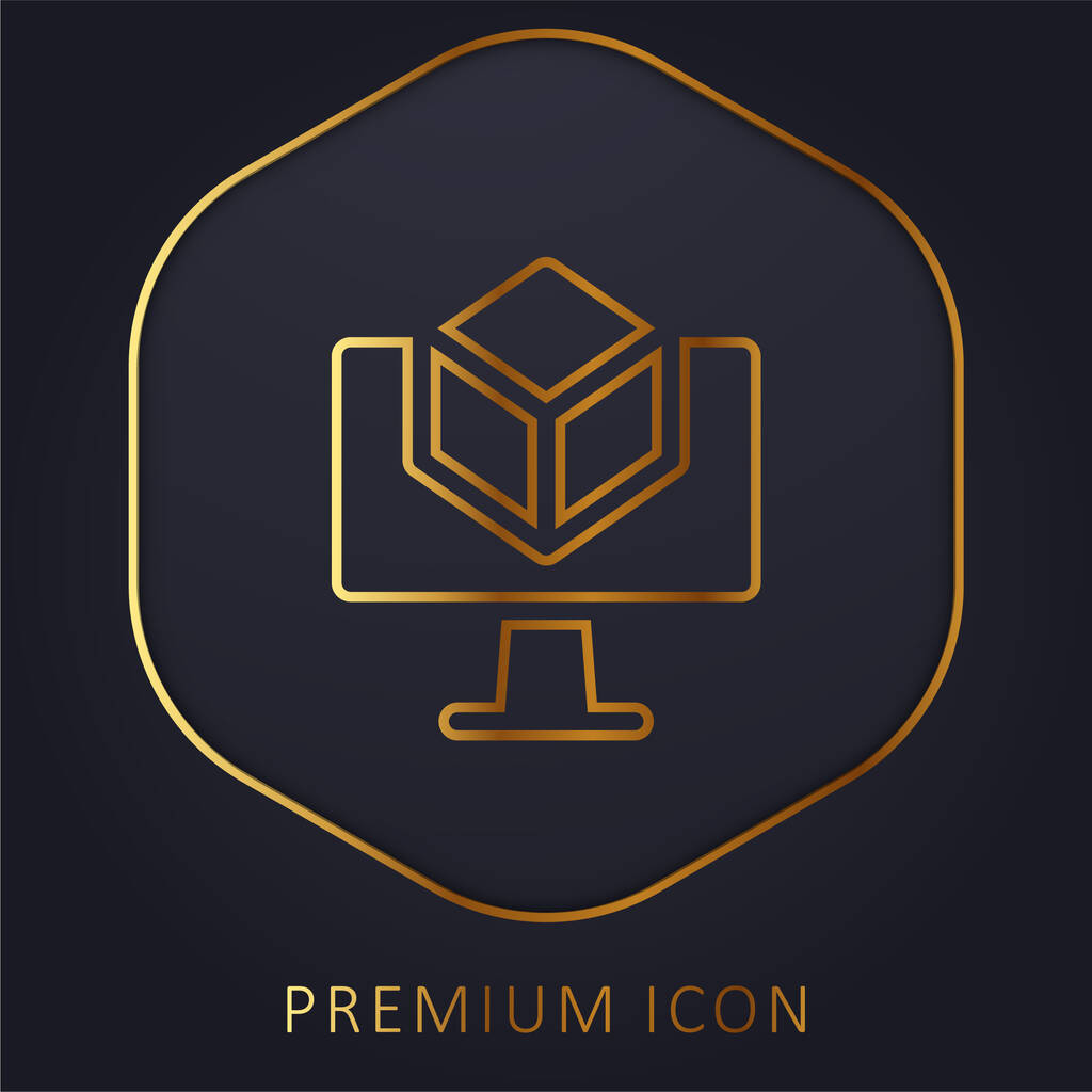 3D goldene Linie Premium-Logo oder Symbol - Vektor, Bild