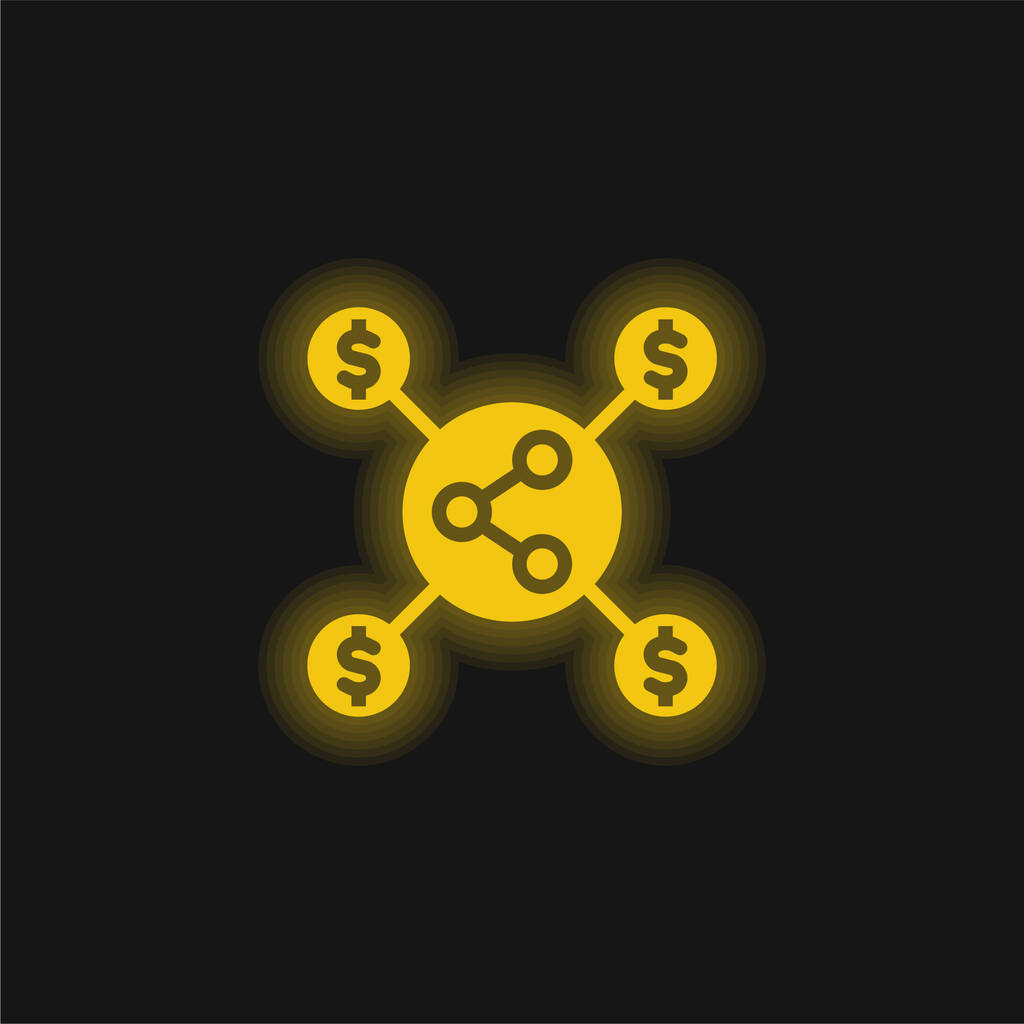Affiliate Marketing giallo incandescente icona al neon - Vettoriali, immagini
