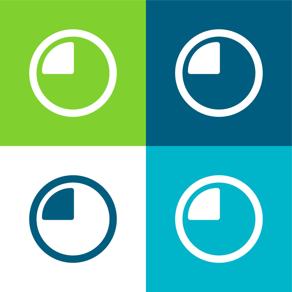 15 Minutes Flat four color minimal icon set - Vector, Image