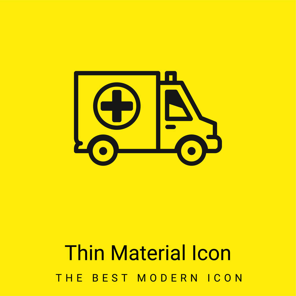 Big Ambulance minimális fényes sárga anyag ikon - Vektor, kép