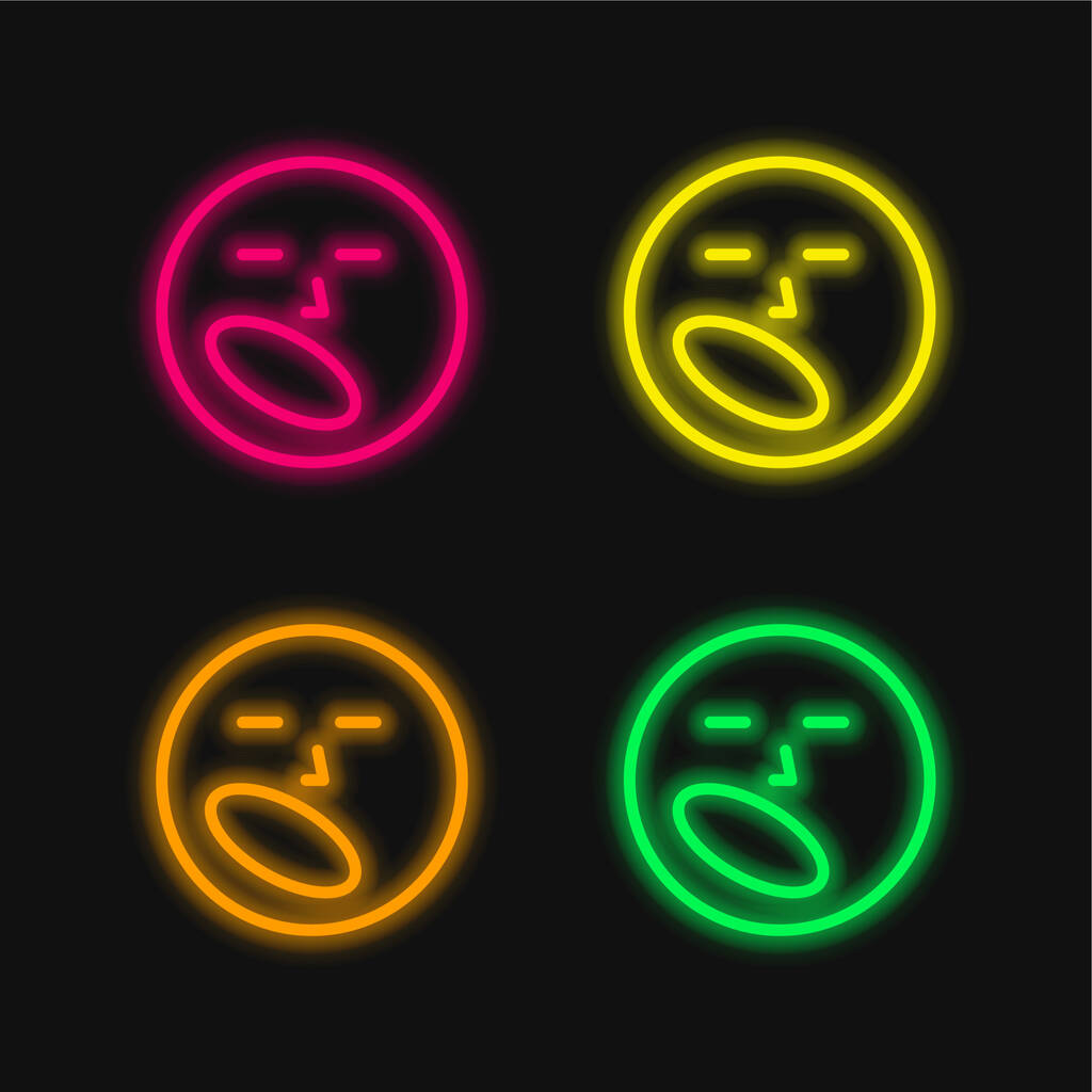 Langweilige leuchtende Neon-Vektorsymbole in vier Farben - Vektor, Bild