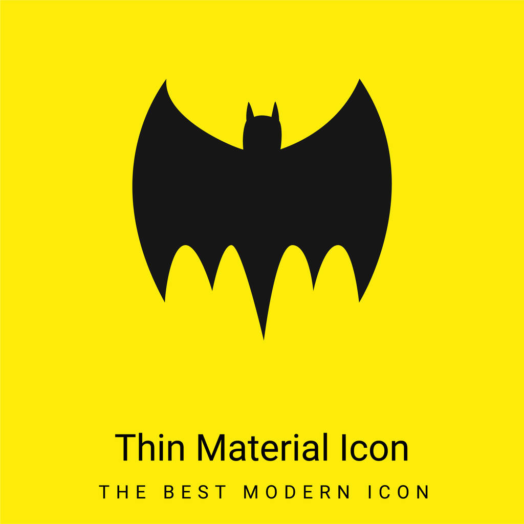 Silhouette noire chauve-souris icône matérielle jaune vif minimale - Vecteur, image
