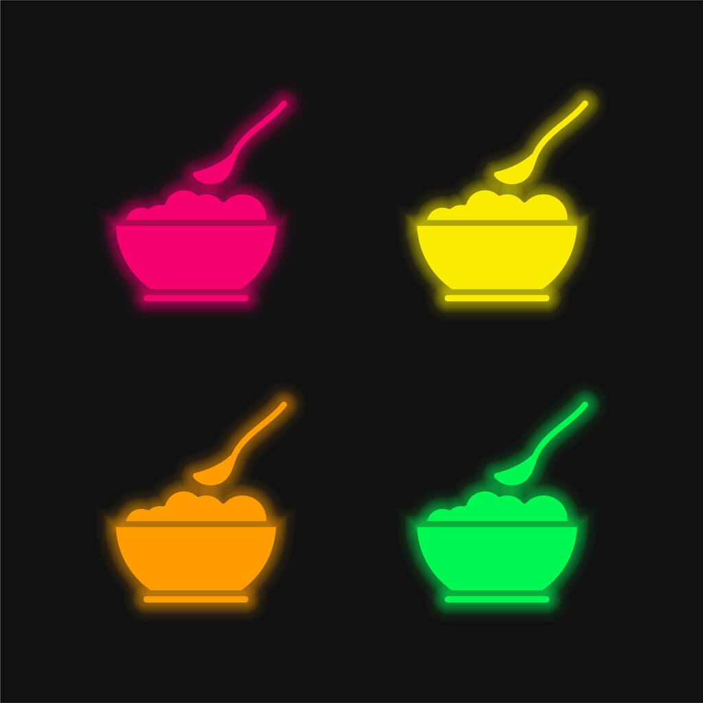Babynahrung vier Farben leuchtenden Neon-Vektor-Symbol - Vektor, Bild
