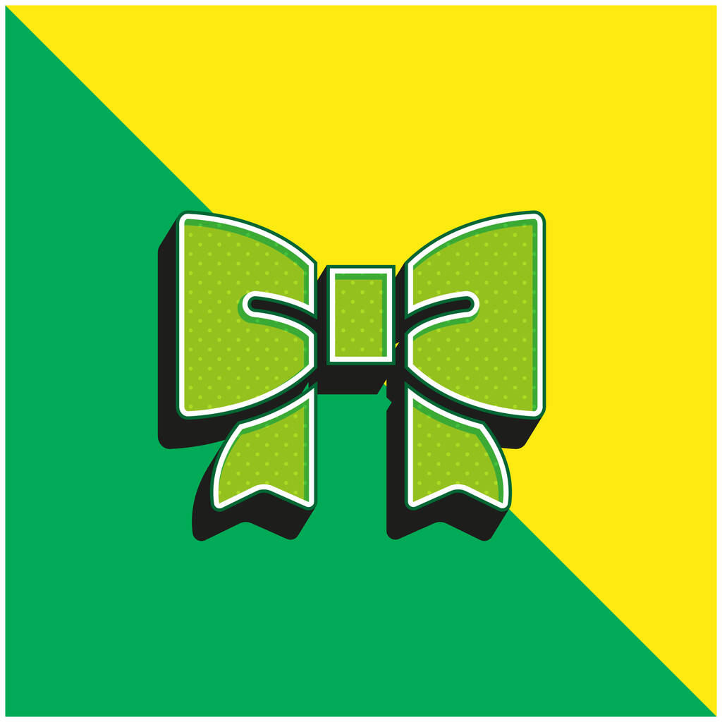 Bow Πράσινο και κίτρινο σύγχρονο 3d διάνυσμα εικονίδιο λογότυπο - Διάνυσμα, εικόνα
