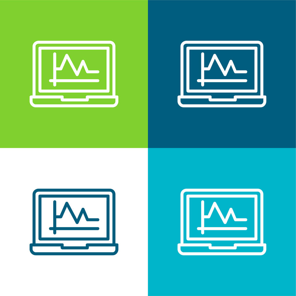 Análisis Conjunto mínimo de iconos de cuatro colores planos - Vector, Imagen