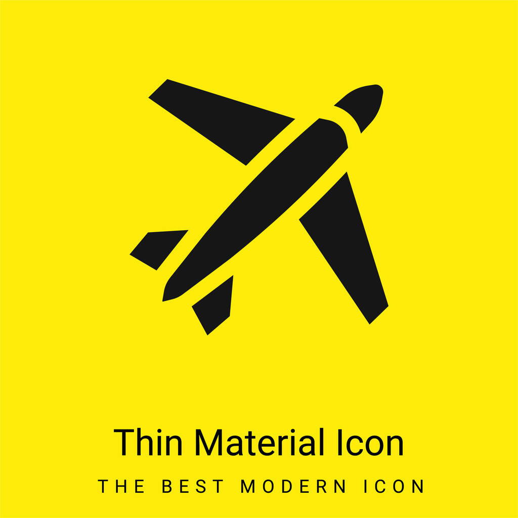 Airplane minimal bright yellow material icon - Vector, Image