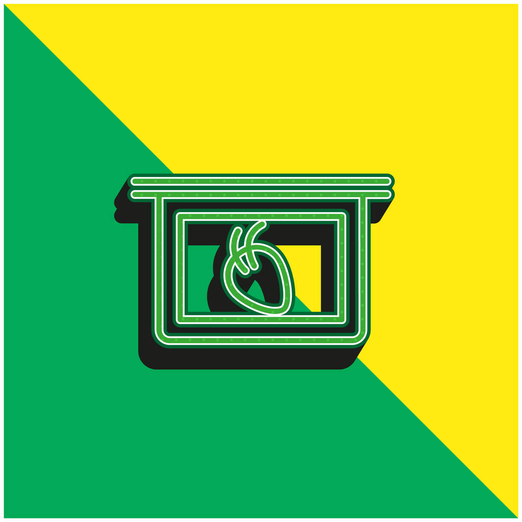 Órgão do corpo com vista Strands cabelo na placa verde e amarelo moderno logotipo do ícone do vetor 3d - Vetor, Imagem