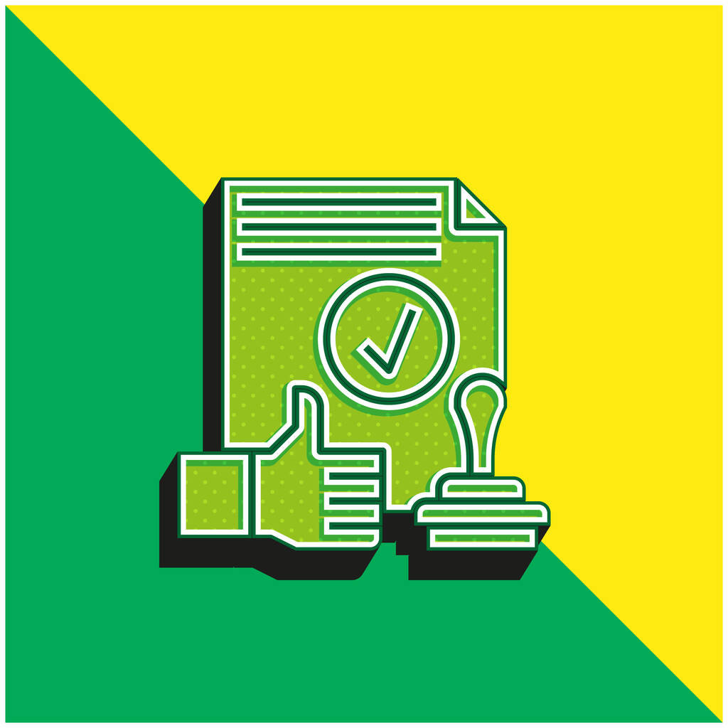 Έγκριση Πράσινο και κίτρινο σύγχρονο 3d διάνυσμα εικονίδιο λογότυπο - Διάνυσμα, εικόνα