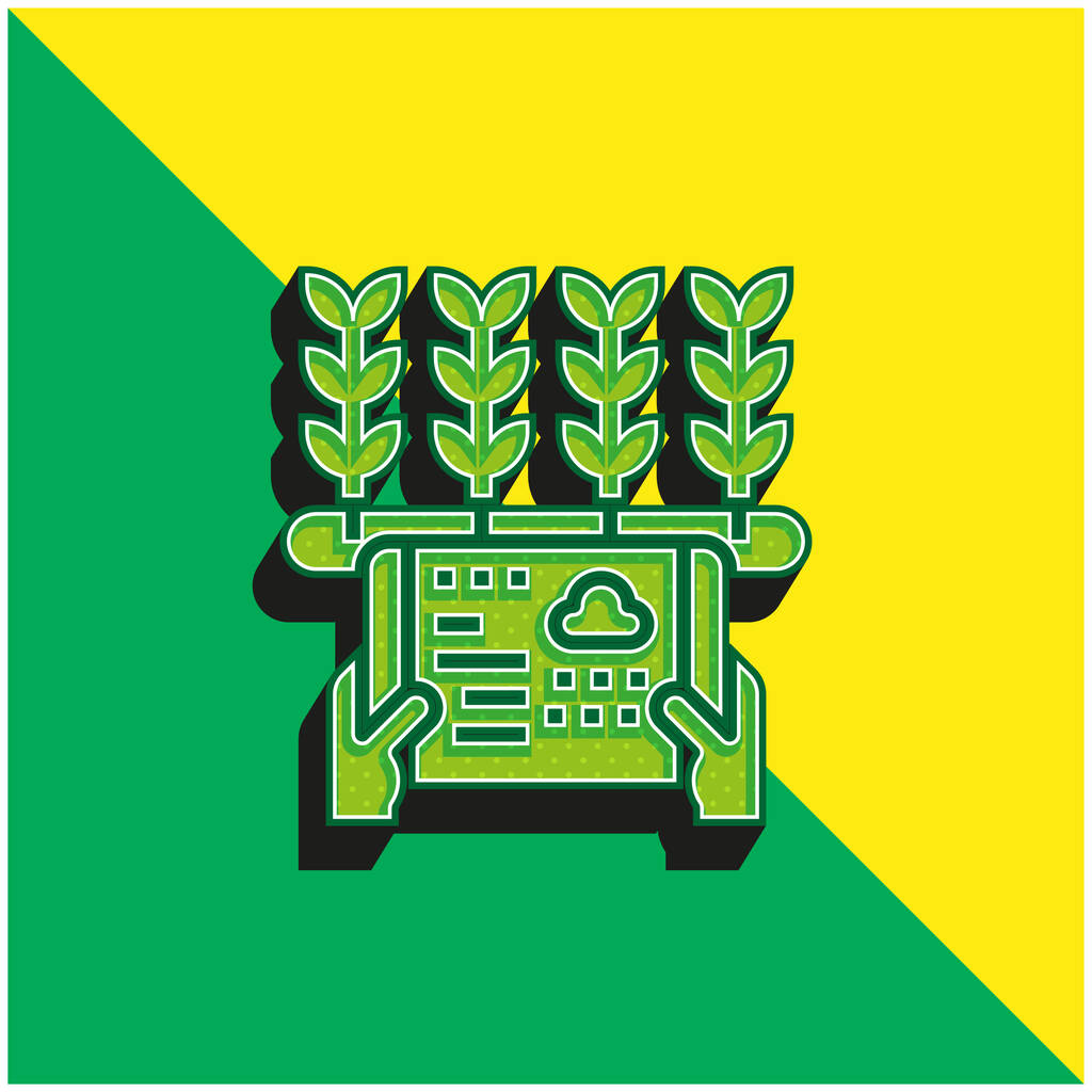 Zemědělství Zelená a žlutá moderní 3D vektorové logo ikony - Vektor, obrázek