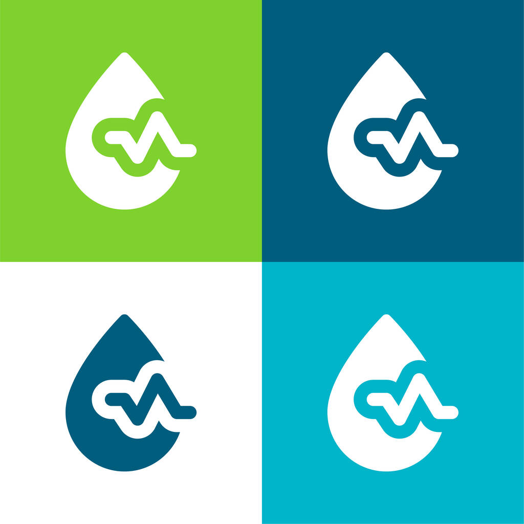 Vérnyomás Flat négy szín minimális ikon készlet - Vektor, kép