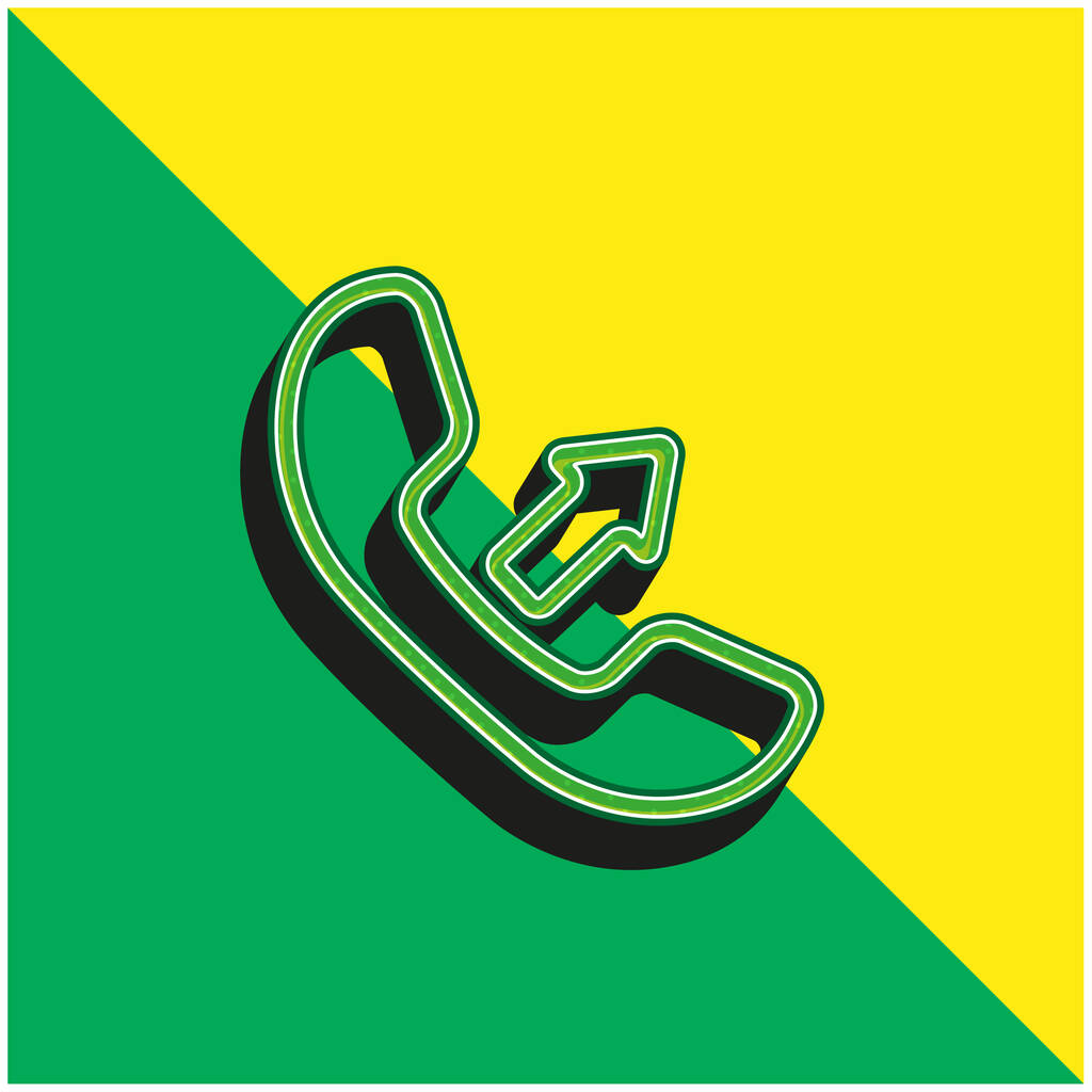 Risposta Un simbolo di interfaccia di chiamata di auricolare con una freccia verde e giallo moderno logo icona vettoriale 3d - Vettoriali, immagini