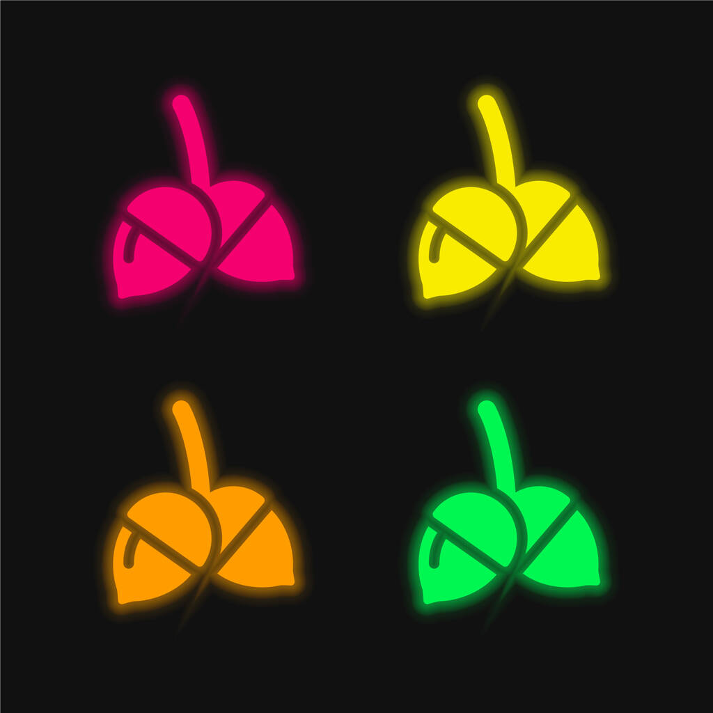 Eichel vier Farben leuchtenden Neon-Vektor-Symbol - Vektor, Bild