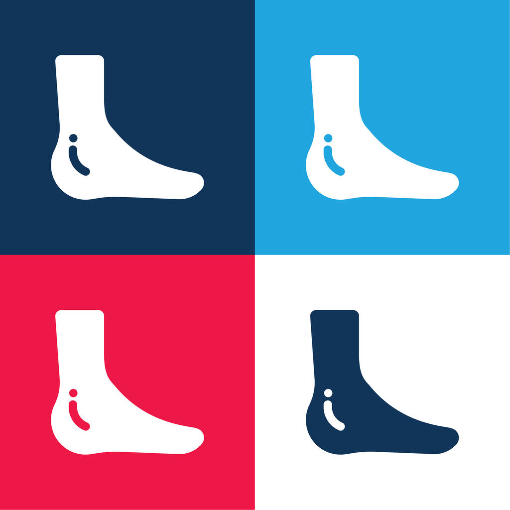 Knöchel blau und rot vier Farben minimales Symbol-Set - Vektor, Bild