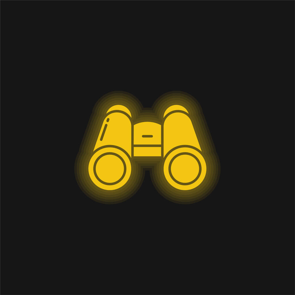 Icône néon jaune brillant binoculaire - Vecteur, image