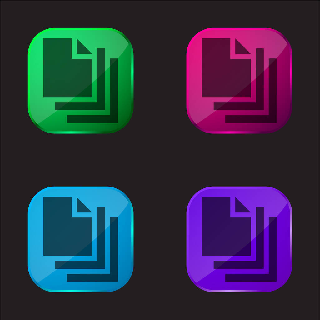 Pagina vuota icona pulsante di vetro a quattro colori - Vettoriali, immagini