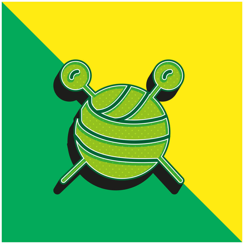 Bola de lana verde y amarillo moderno vector 3d icono logotipo - Vector, imagen