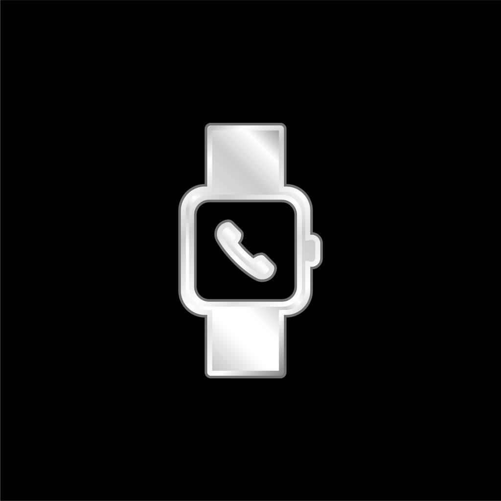 Apple Watch silver plated metallic icon - Vector, Image