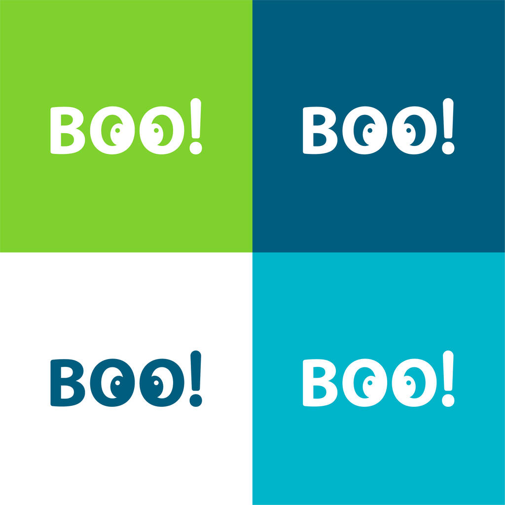 Boo Lapos négy szín minimális ikon készlet - Vektor, kép