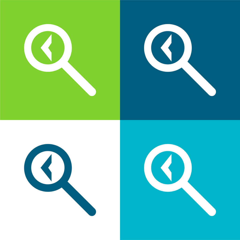 Symbole d'interface de recherche arrière Ensemble plat d'icônes minimales de quatre couleurs - Vecteur, image