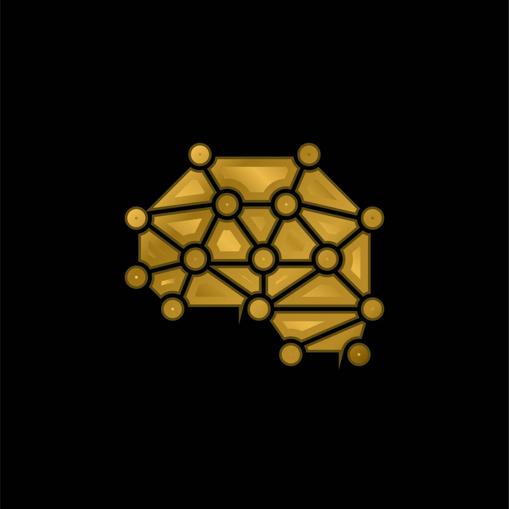 Inteligencia artificial chapado en oro icono metálico o logo vector - Vector, imagen