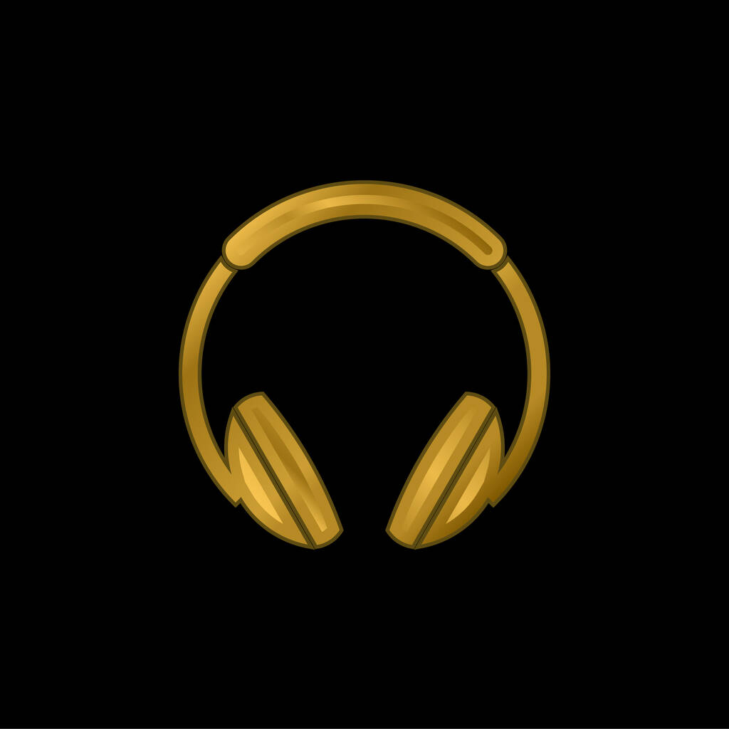 Big Headphones gold plated metalic icon or logo vector - Vector, Image