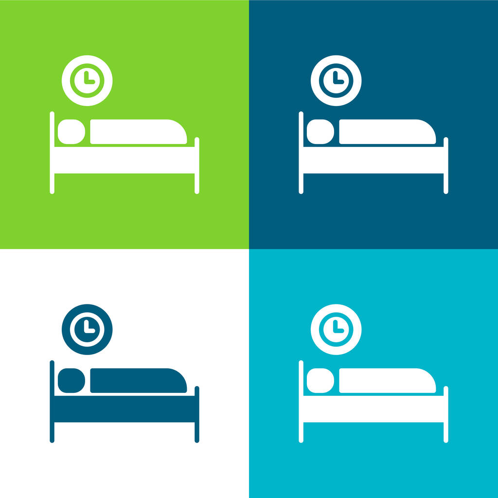 Tempo del letto Set di icone minime a quattro colori - Vettoriali, immagini