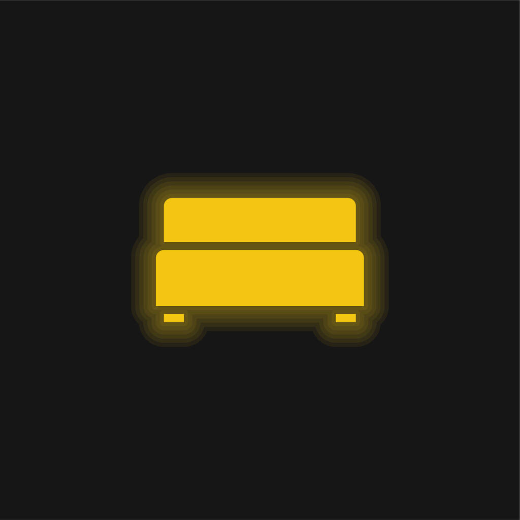 Černá pohovka z obývacího pokoje žluté zářící neonové ikony - Vektor, obrázek