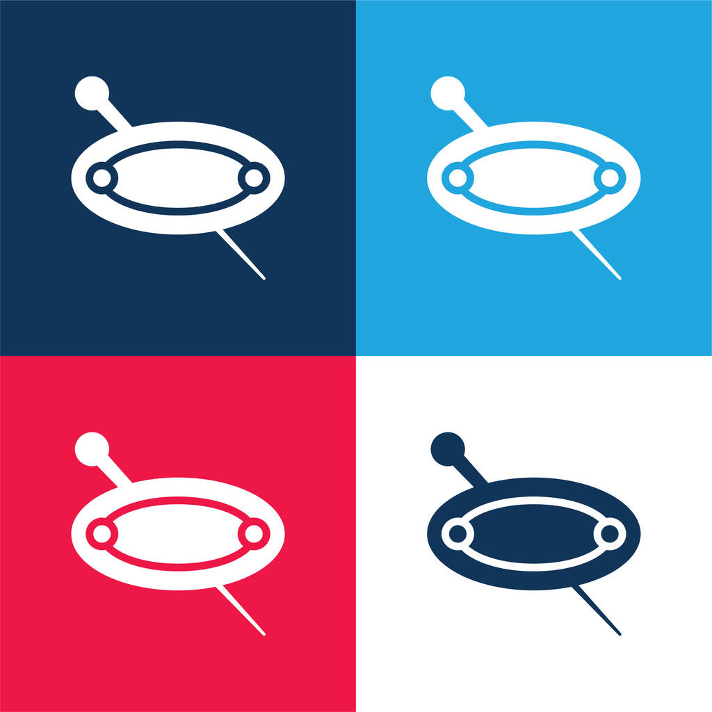 Big Hairpin azul y rojo conjunto de iconos mínimo de cuatro colores - Vector, imagen