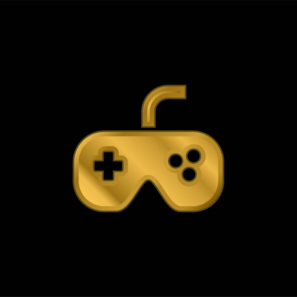Black Gamepad gold plated metalic icon or logo vector - Vector, Image
