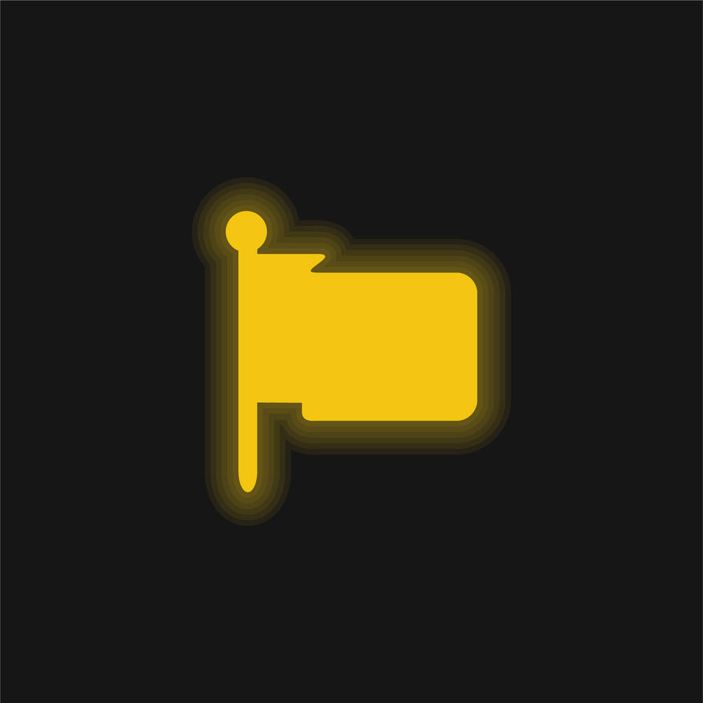 Black Folded Flag yellow glowing neon icon - Vector, Image