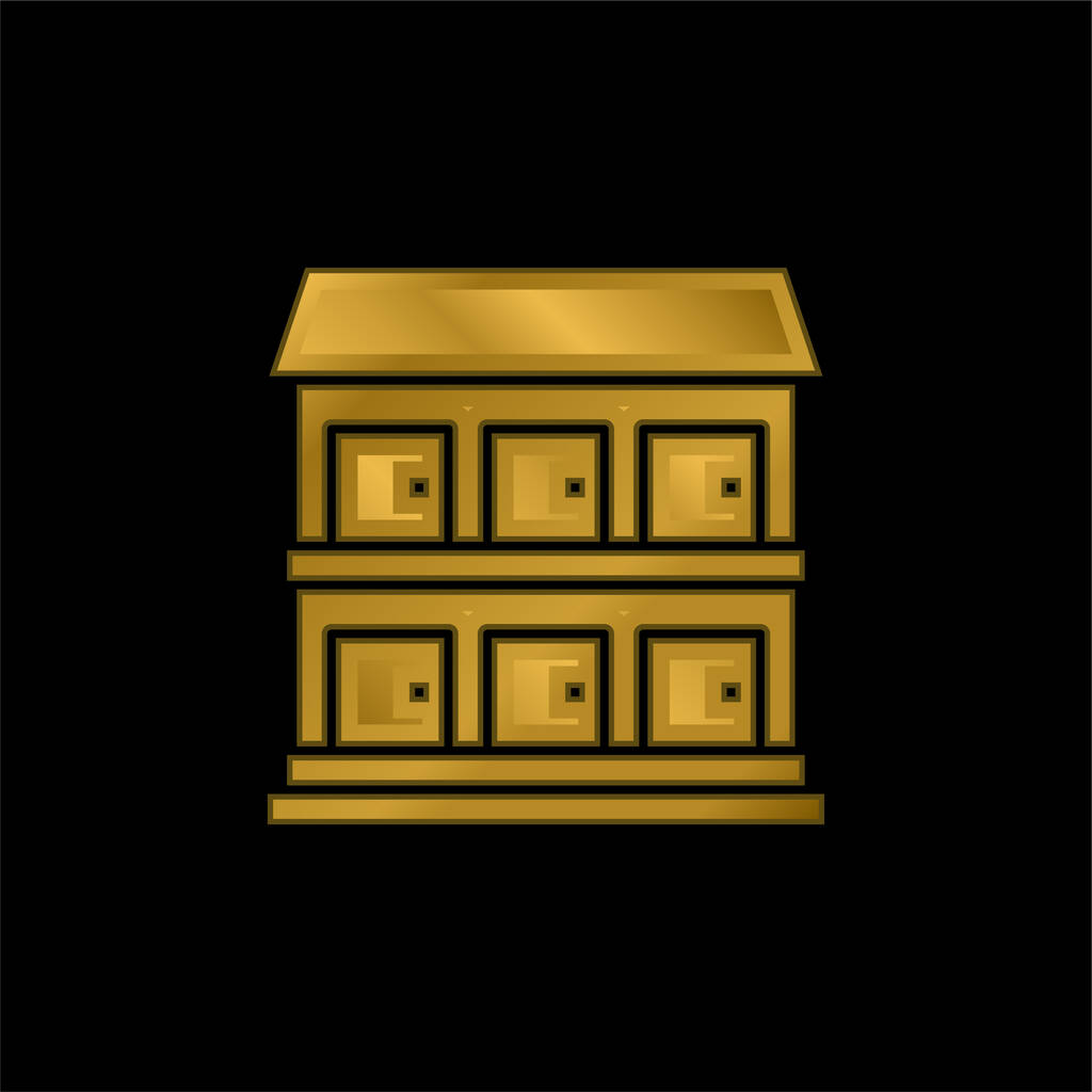 Aparment chapado en oro icono metálico o logo vector - Vector, imagen