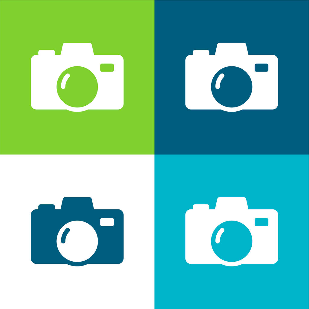 Gran cámara plana de cuatro colores mínimo icono conjunto - Vector, imagen
