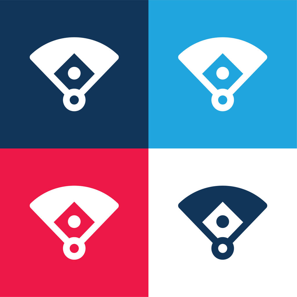 Baseball Diamant blau und rot vier Farben minimales Symbol-Set - Vektor, Bild