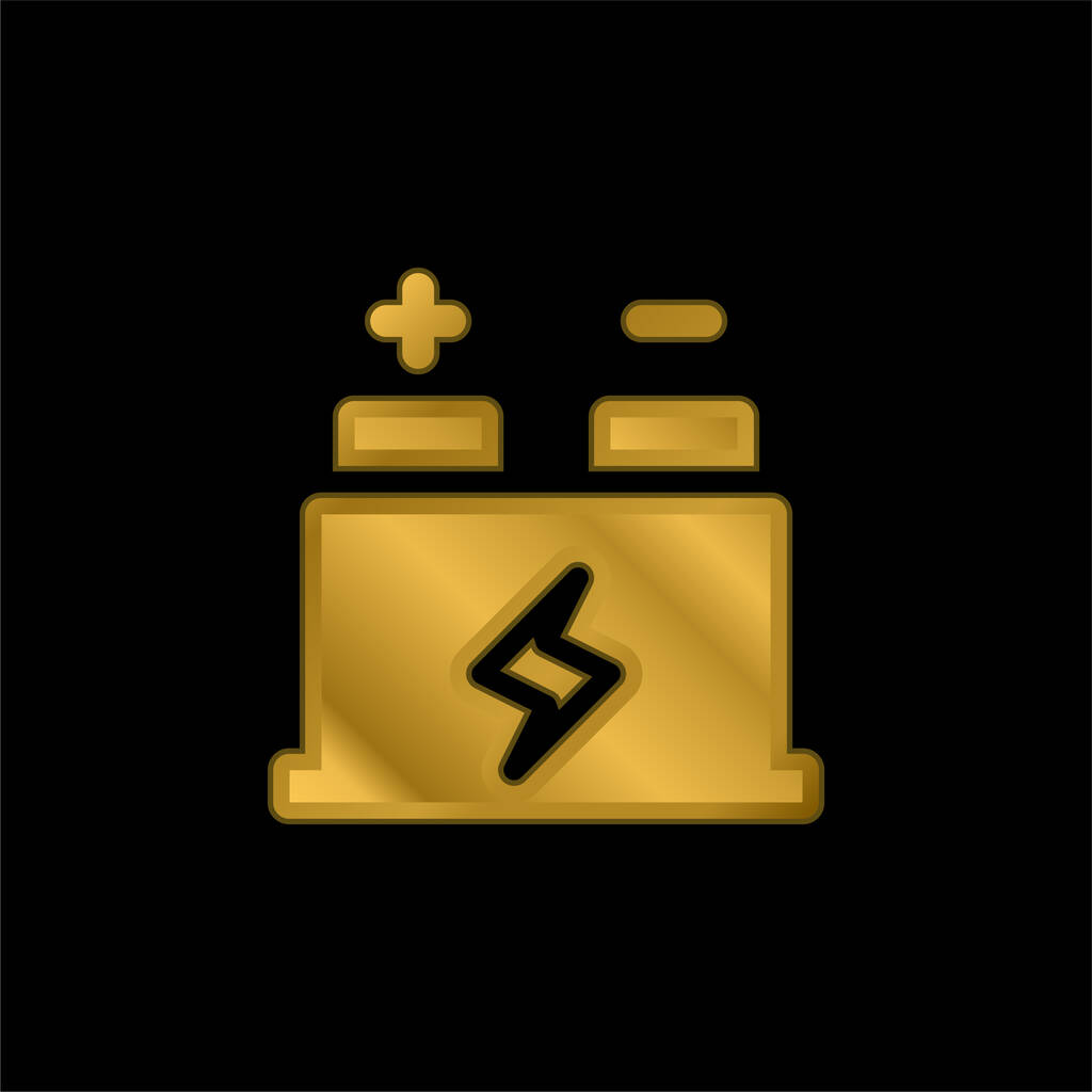 Pozlacená kovová ikona baterie nebo vektor loga - Vektor, obrázek