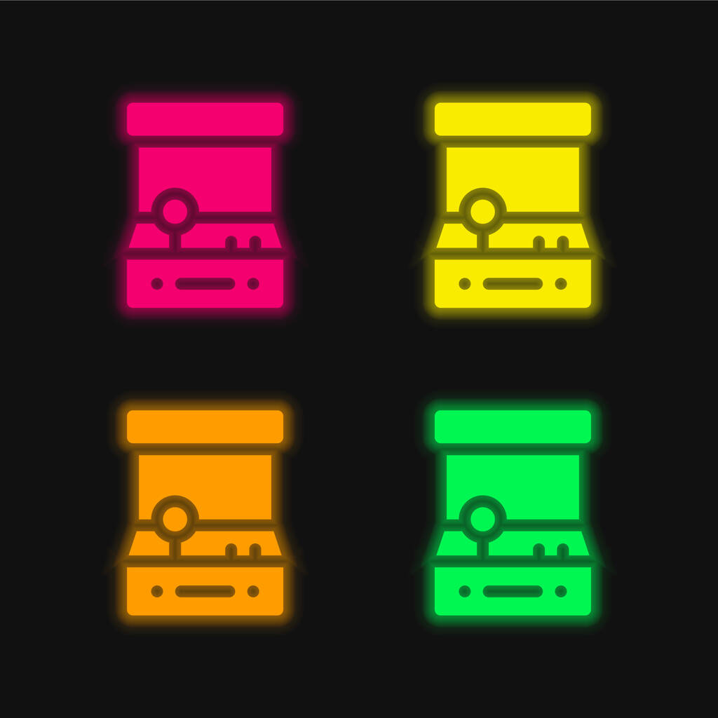 Arcade quatro cores brilhante ícone de vetor de néon - Vetor, Imagem