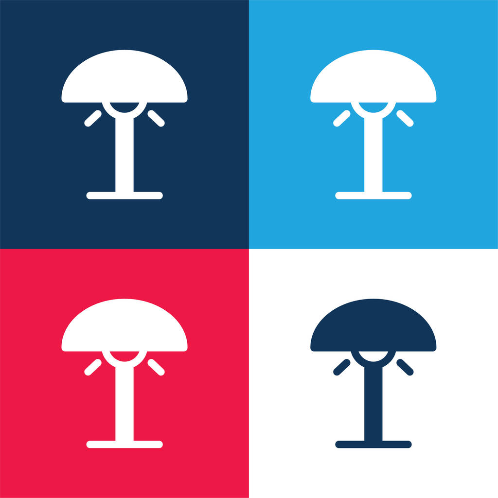 Lampada da comodino blu e rosso set di icone minimali a quattro colori - Vettoriali, immagini