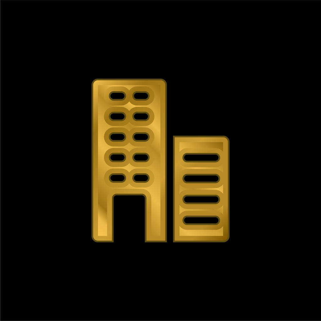 アパートメント金メッキ金属アイコンやロゴベクトル - ベクター画像
